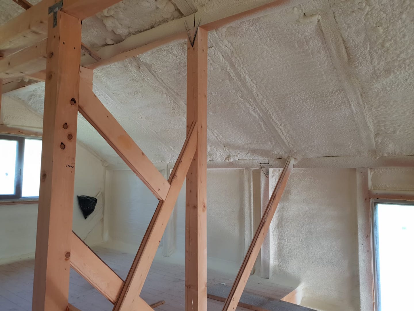 open cell spray foam insulated attic